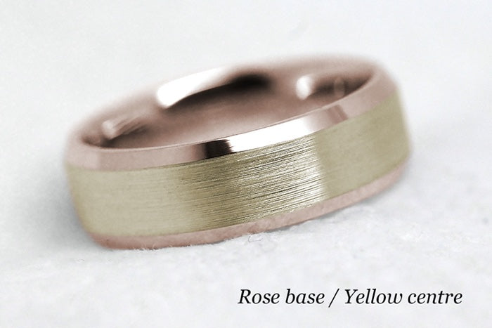 6mm Gold Beveled Brushed Wedding Band for Men and Women | 6034