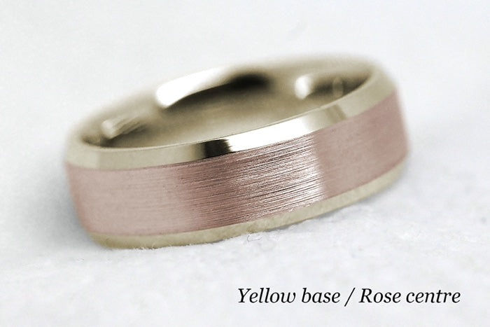 6mm Gold Beveled Brushed Wedding Band for Men and Women | 6034