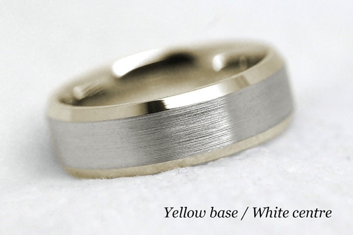 6mm Gold Beveled Brushed Wedding Band for Men and Women | 6034