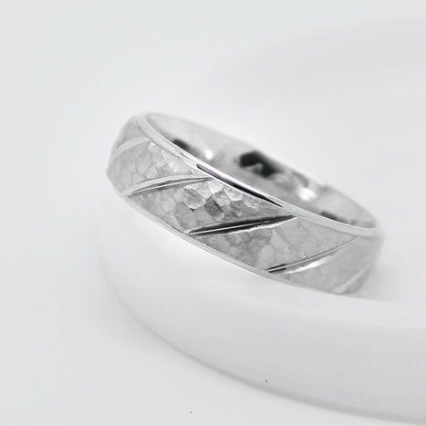 6mm 925 Silver Hammered Wedding Band for Men and Women | 6137
