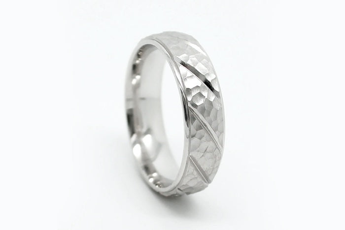 6mm 925 Silver Hammered Wedding Band for Men and Women | 6137