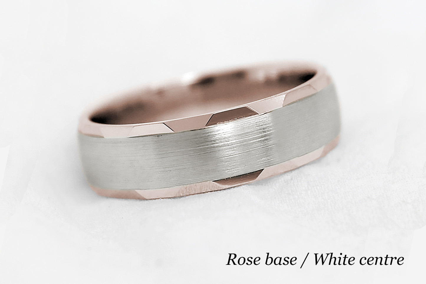 6mm Gold Faceted Stepped Brushed Wedding Band for Men and Women | 6170