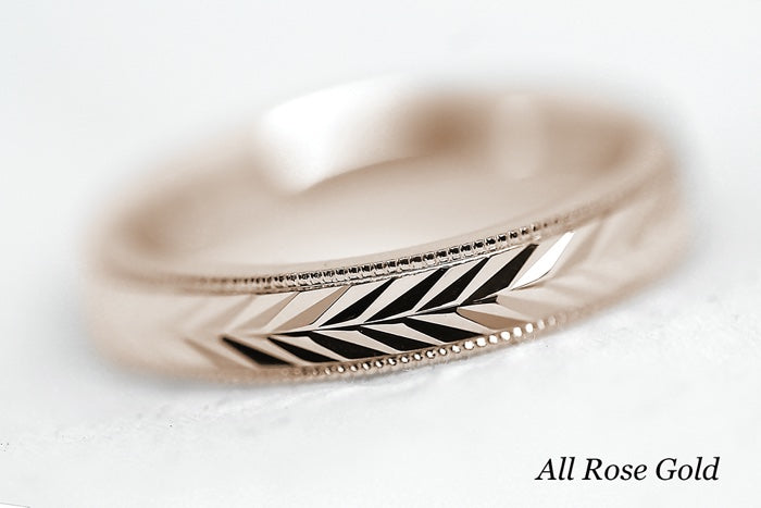 3mm Solid Gold Wedding Band for Women Wheat design Faceted | AT-6262