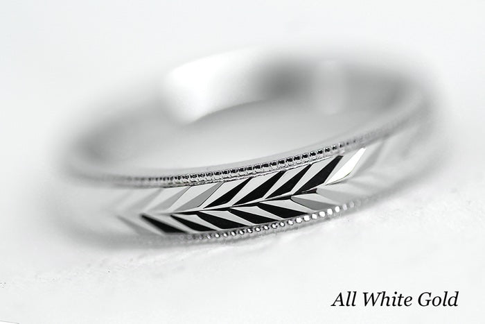 3mm Solid Gold Wedding Band for Women Wheat design Faceted | AT-6262
