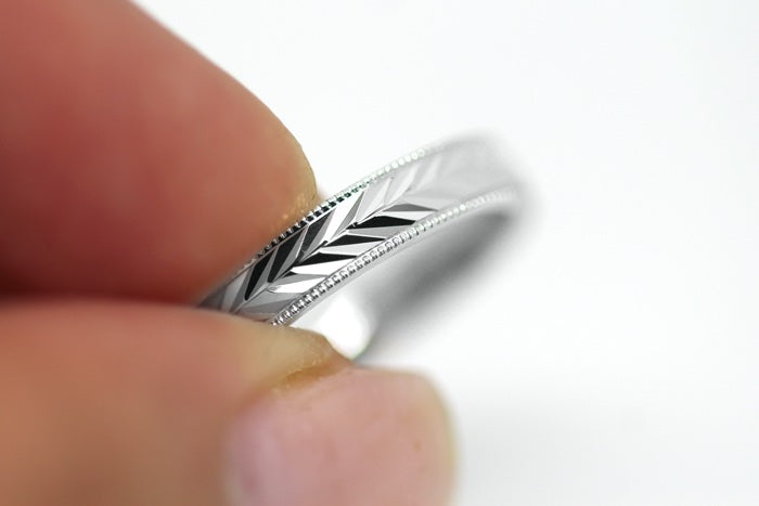 3mm 925 Sterling Silver Wedding Band for Women with Wheat Design Faceted | AT-6262