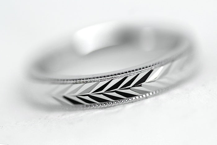 3mm 925 Sterling Silver Wedding Band for Women with Wheat Design Faceted | AT-6262
