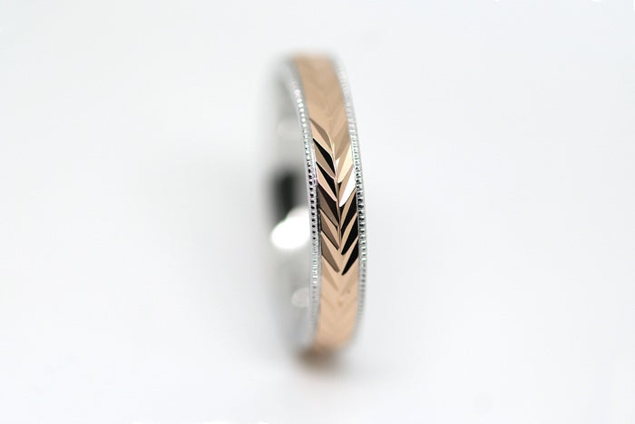 3mm Solid Gold Wedding Band for Women Wheat design Faceted | AT-6262