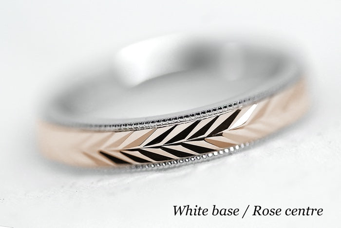 3mm Solid Gold Wedding Band for Women Wheat design Faceted | AT-6262
