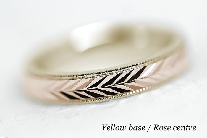 3mm Solid Gold Wedding Band for Women Wheat design Faceted | AT-6262