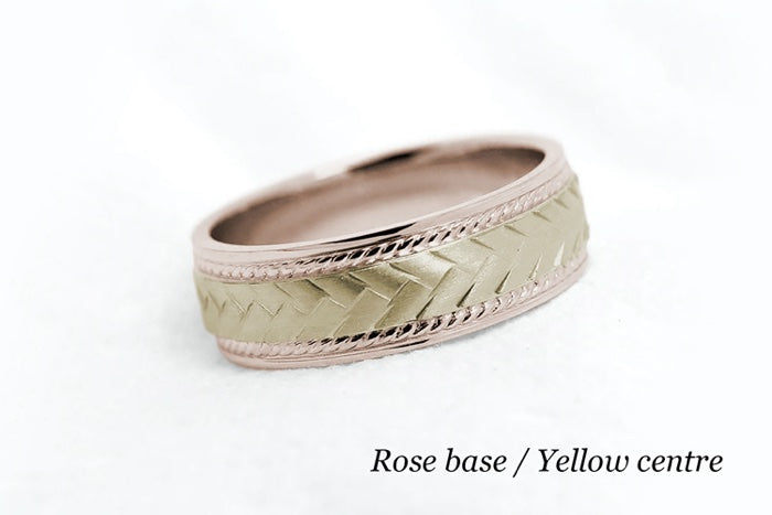 6mm Gold Braided Wedding Band for Men and Women with Twisted Milgrain | AT-6672
