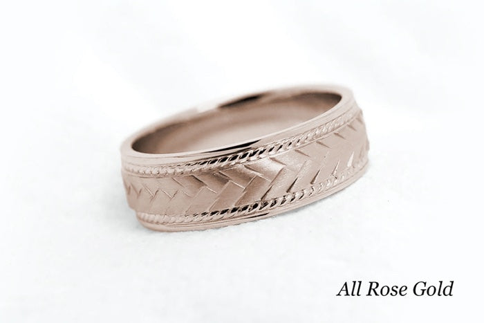 6mm Gold Braided Wedding Band for Men and Women with Twisted Milgrain | AT-6672
