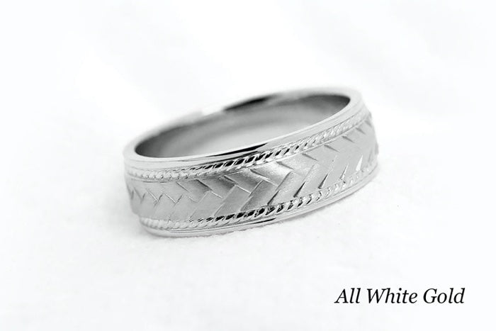 6mm Gold Braided Wedding Band for Men and Women with Twisted Milgrain | AT-6672
