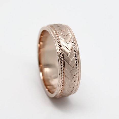 6mm Gold Braided Wedding Band for Men and Women with Twisted Milgrain | AT-6672