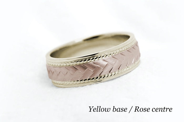 6mm Gold Braided Wedding Band for Men and Women with Twisted Milgrain | AT-6672