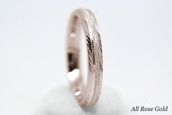 3mm Gold Wedding Band for Men and Women with Filigree Edge | T-6673