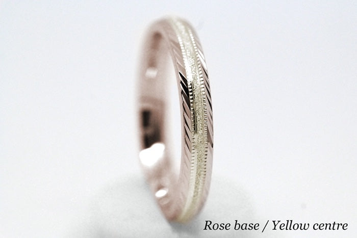3mm Gold Wedding Band for Men and Women with Filigree Edge | T-6673