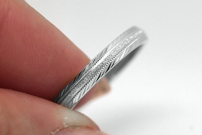 3mm Wedding Band with Filigree Edge for Women and Men in 925 Sterling Silver | T-6673