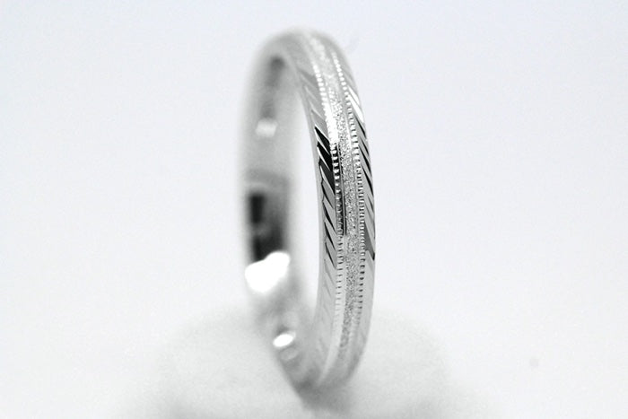 3mm Wedding Band with Filigree Edge for Women and Men in 925 Sterling Silver | T-6673