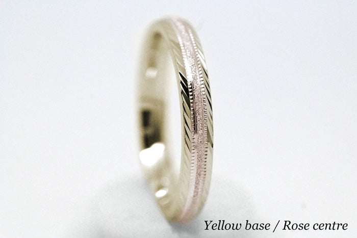3mm Gold Wedding Band for Men and Women with Filigree Edge | T-6673