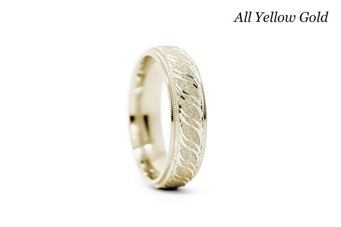 6mm Gold Filigree Sparkly Wedding Band for Men and Women | 6674