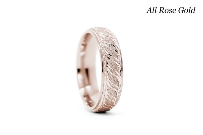 6mm Gold Filigree Sparkly Wedding Band for Men and Women | 6674