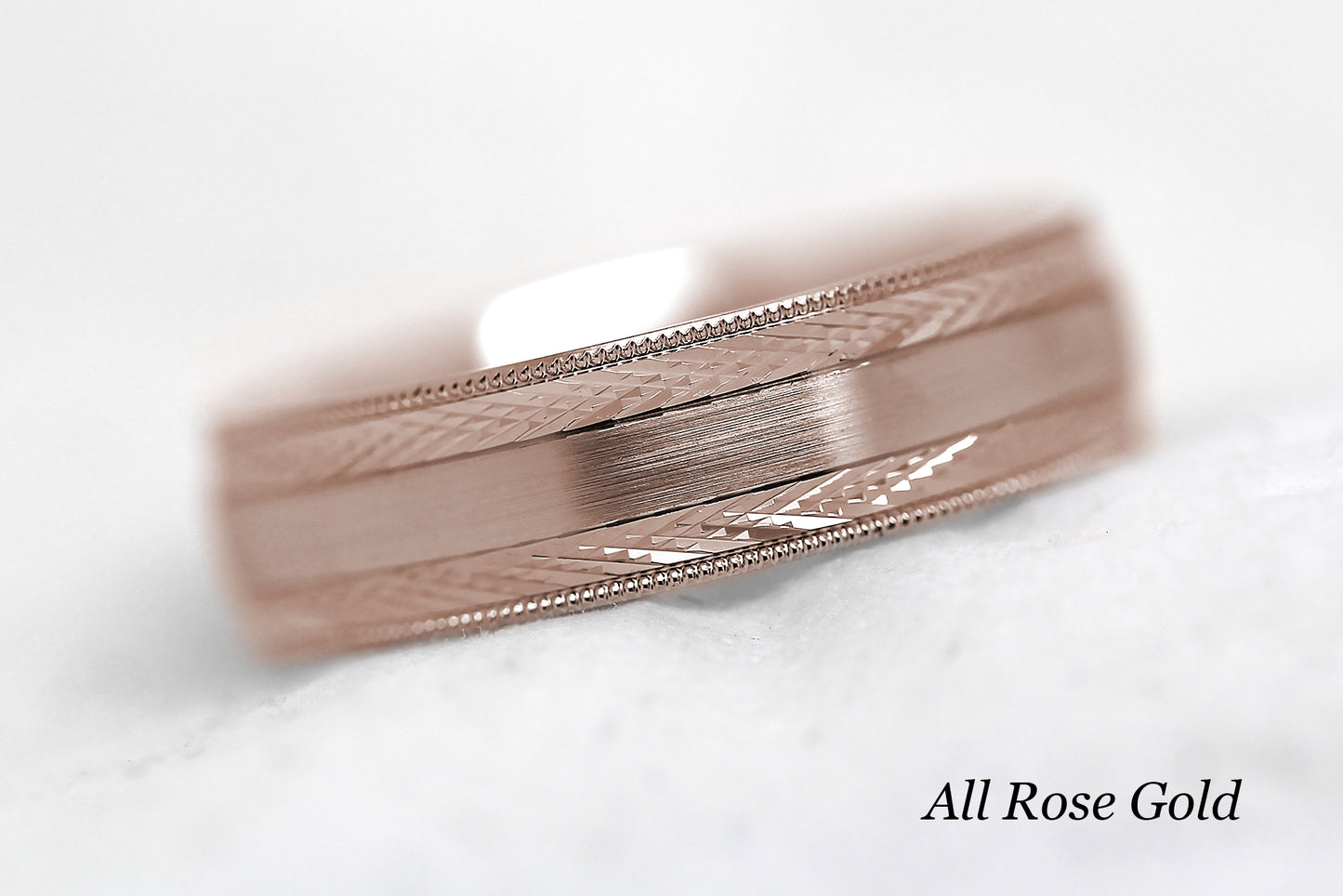 6mm Gold Brushed with Filigree Edge Wedding Band for Men and Women | 6680
