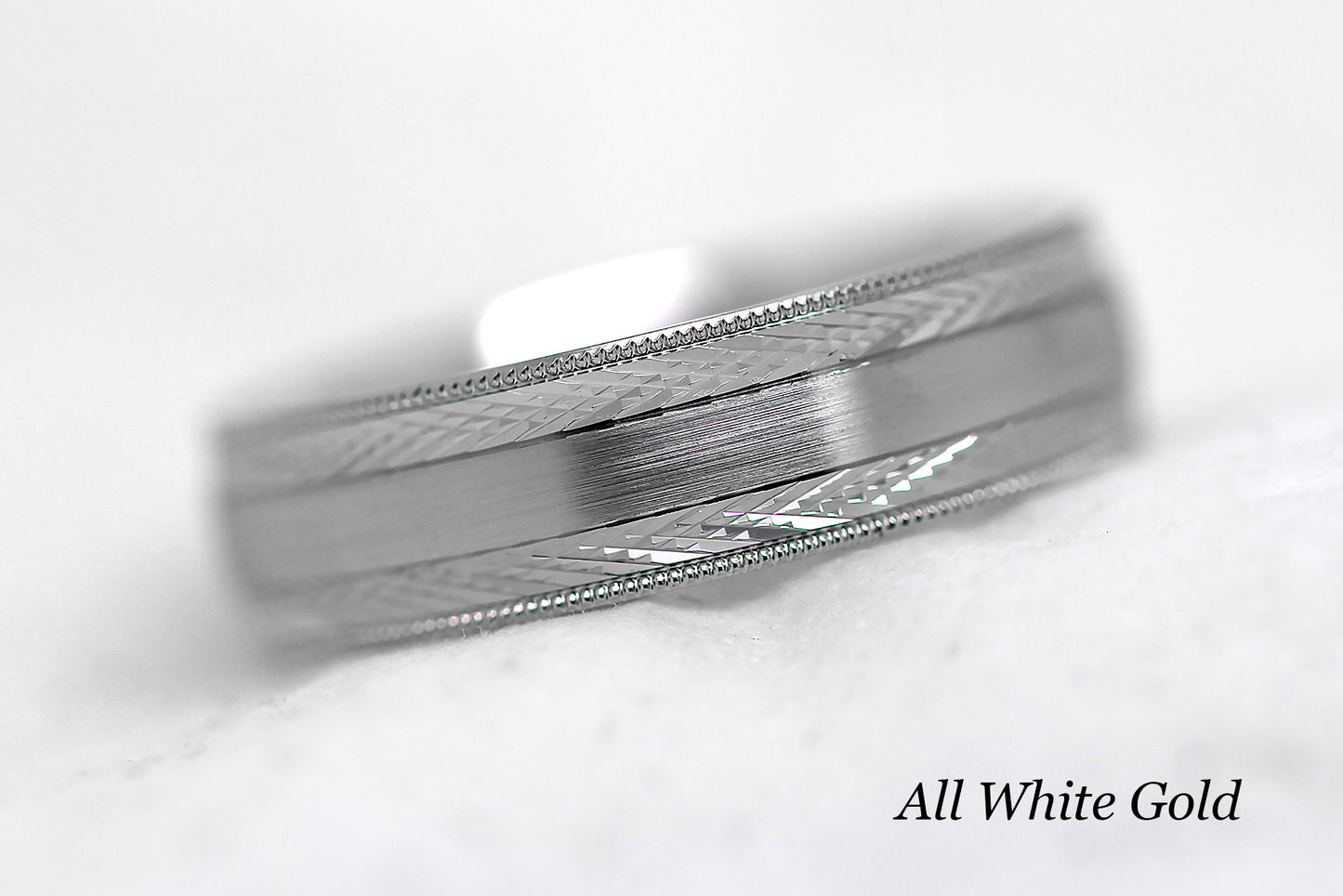 6mm Gold Brushed with Filigree Edge Wedding Band for Men and Women | 6680