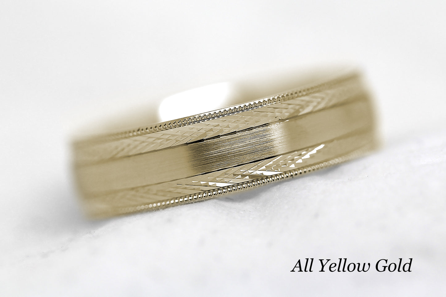 6mm Gold Brushed with Filigree Edge Wedding Band for Men and Women | 6680
