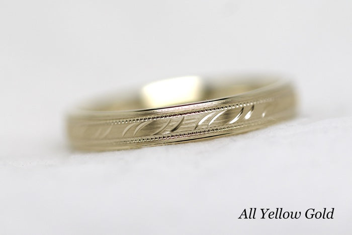3mm Gold Filigree Wedding Band for Men and Women | AT-6693