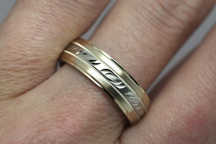 5mm Gold Filigree Design Wedding Band for Men and Women | AT-6693
