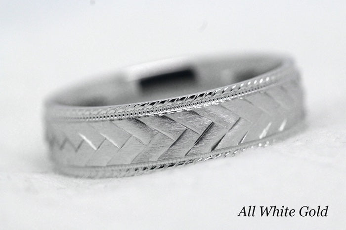 6mm Gold Braided Wedding Band for Men and Women with Milgrain | 6714