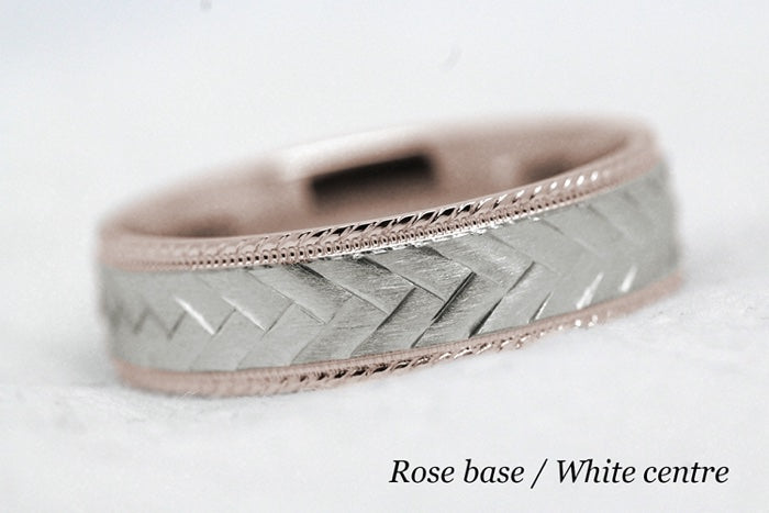 6mm Gold Braided Wedding Band for Men and Women with Milgrain | 6714