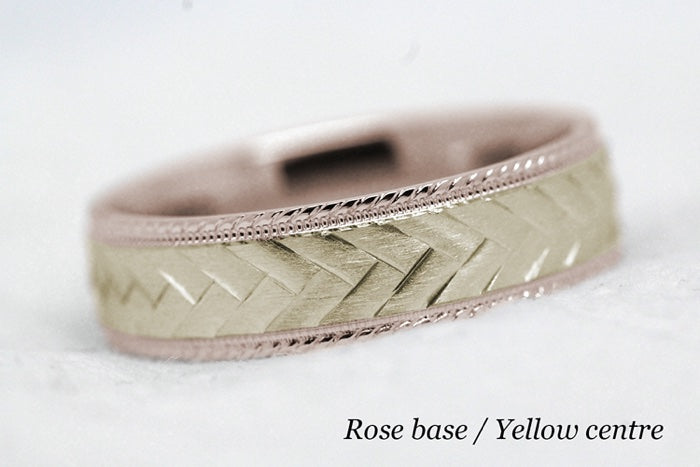 6mm Gold Braided Wedding Band for Men and Women with Milgrain | 6714