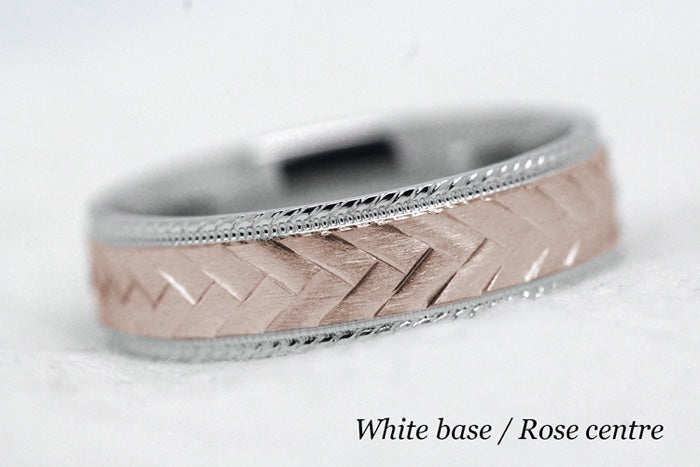 6mm Gold Braided Wedding Band for Men and Women with Milgrain | 6714