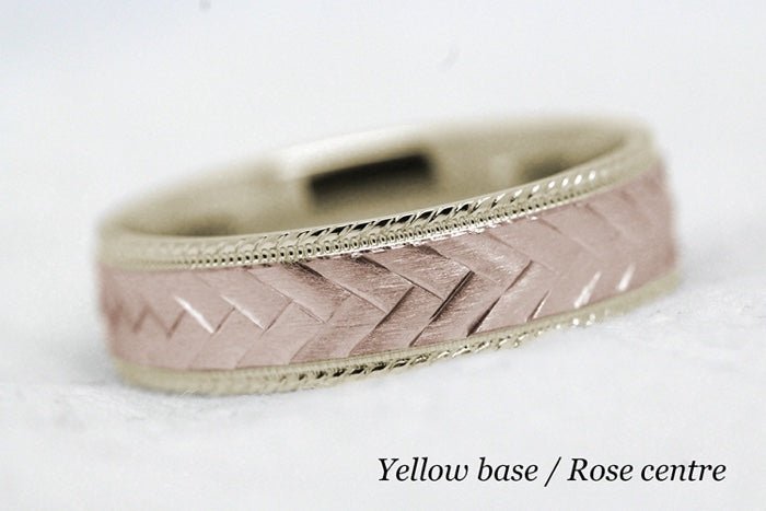 6mm Gold Braided Wedding Band for Men and Women with Milgrain | 6714