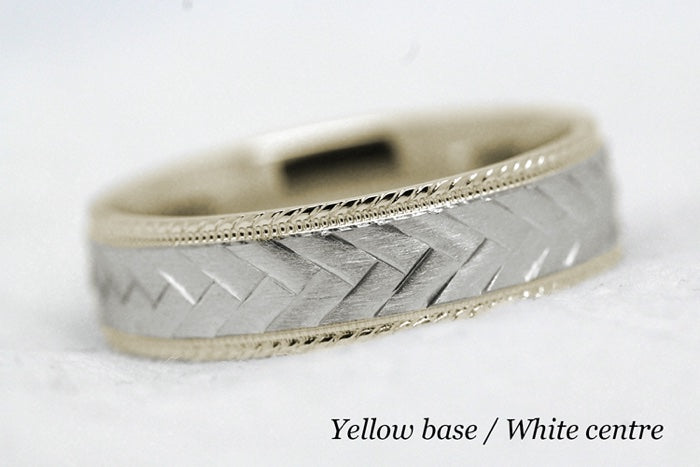 6mm Gold Braided Wedding Band for Men and Women with Milgrain | 6714