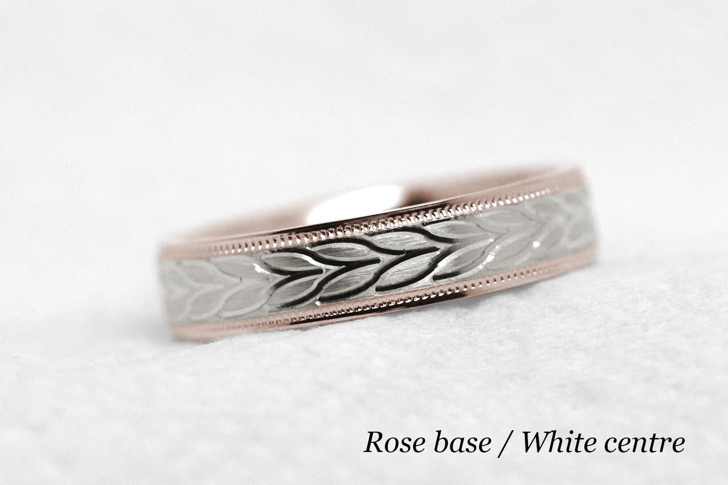 4mm Gold Wedding Band with Leafy Design for Men and Women | AT-6785