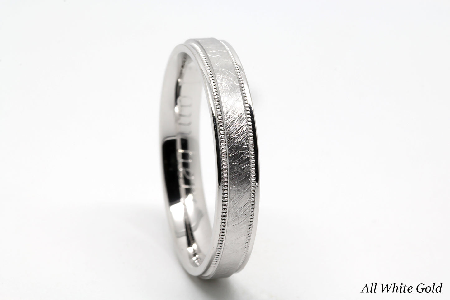 4mm Gold Ice Finish Wedding Band for Women and Men with Milgrain | AT-6786