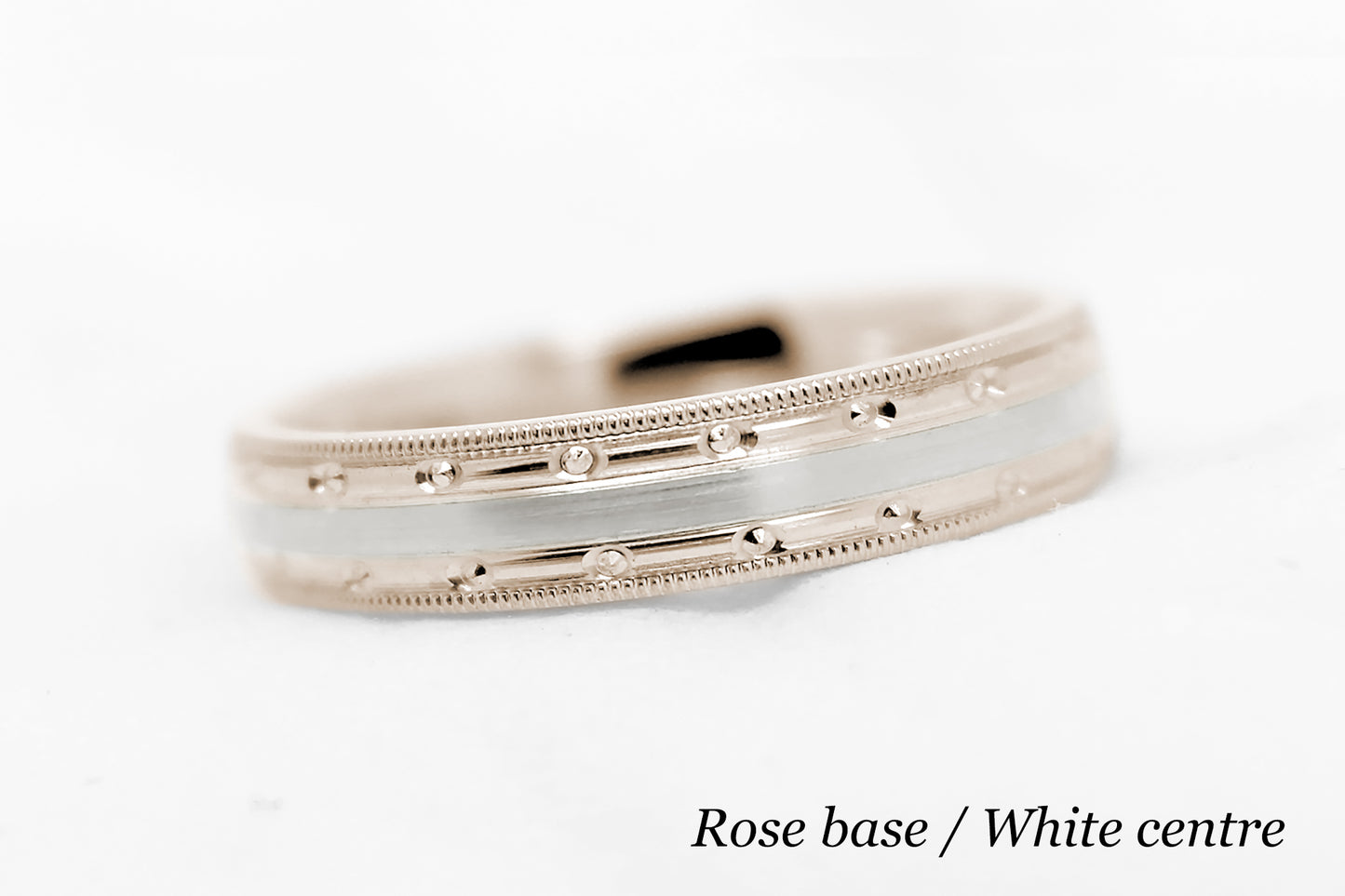 4mm Gold Milgrain Edge and Brushed Centre Wedding Band for Women and Men | T-7351