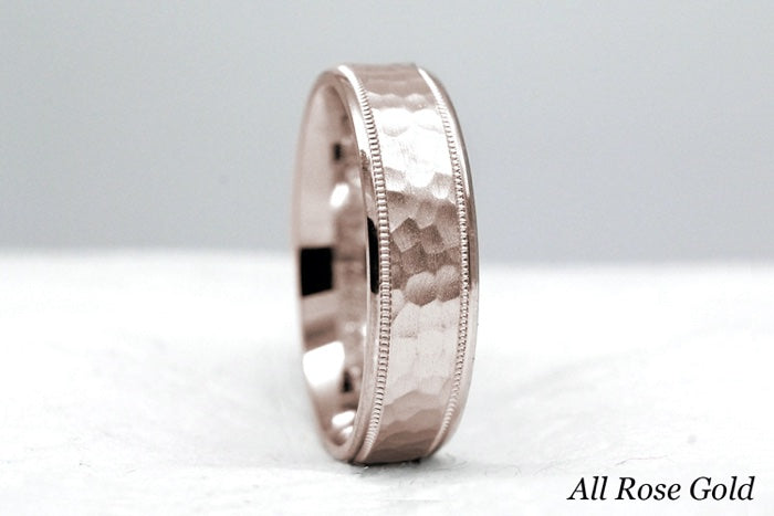 6mm Gold Classic Hammered Wedding Band for Men and Women | 8008