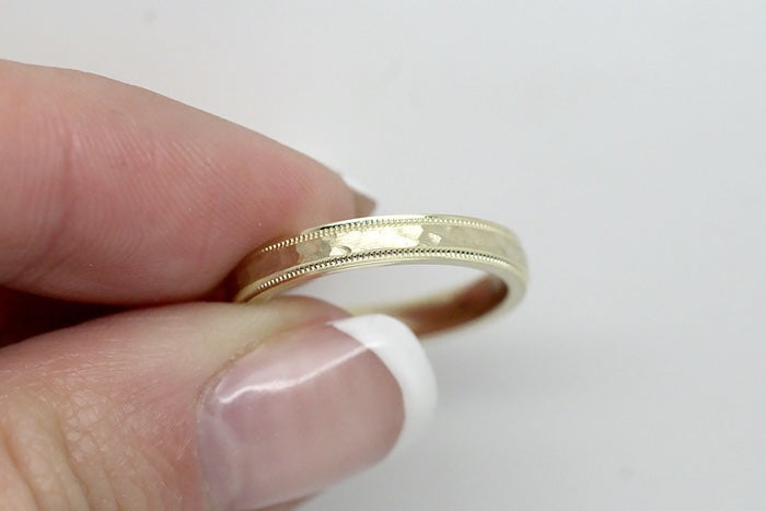 3mm Gold Hammered Wedding Band for Men and Women | AT-8008