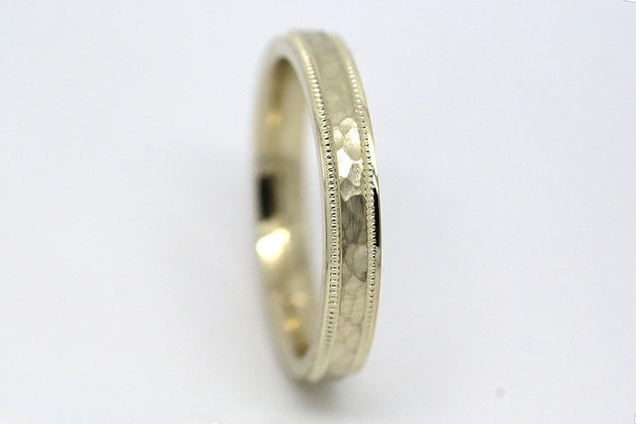 3mm Gold Hammered Wedding Band for Men and Women | AT-8008