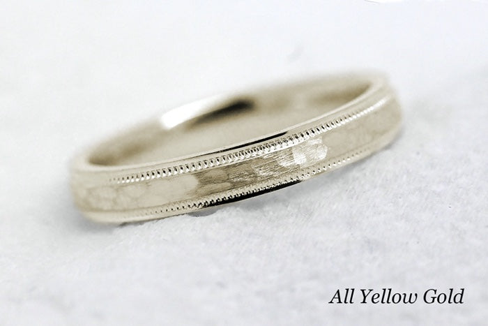 3mm Gold Hammered Wedding Band for Men and Women | AT-8008