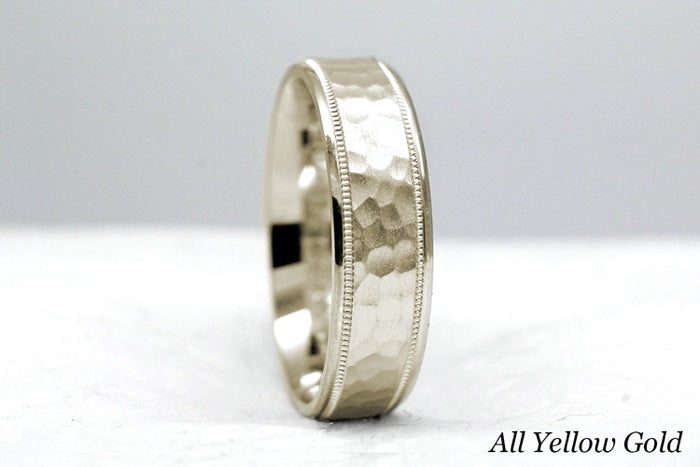 6mm Gold Classic Hammered Wedding Band for Men and Women | 8008