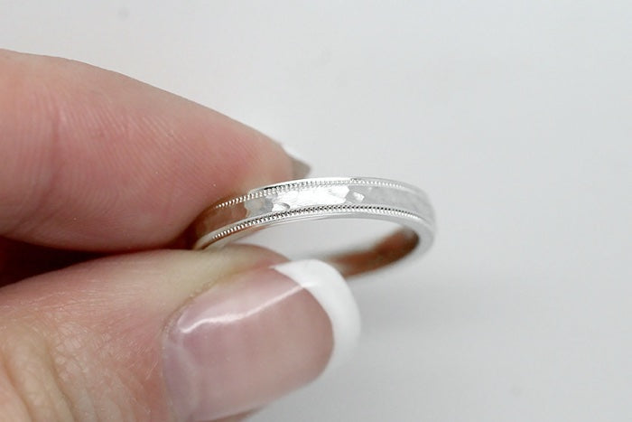 3mm Hammered Wedding Band for Men and Women in 925 Sterling Silver | AT-8008