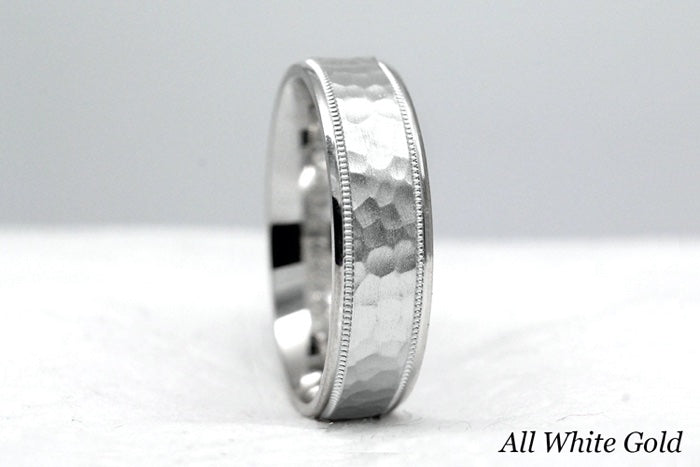 6mm Gold Classic Hammered Wedding Band for Men and Women | 8008