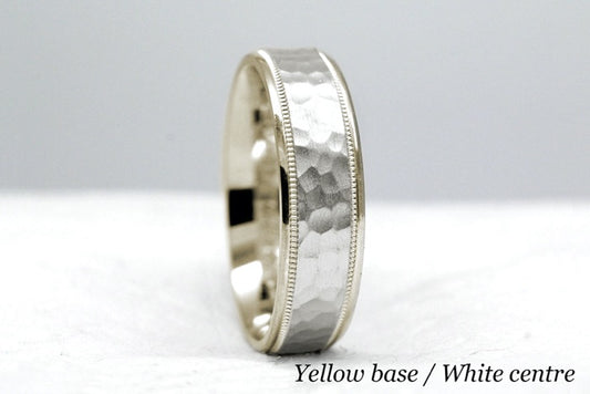 6mm Gold Classic Hammered Wedding Band for Men and Women | 8008