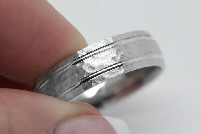 6mm 925 Silver Classic Hammered Wedding Band for Men and Women | 8061