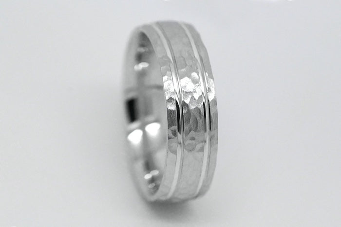 6mm 925 Silver Classic Hammered Wedding Band for Men and Women | 8061
