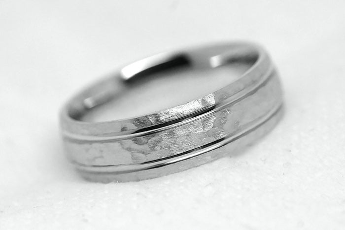 6mm 925 Silver Classic Hammered Wedding Band for Men and Women | 8061